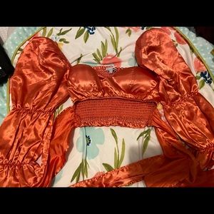 Fashion Nova Satin Orange Crop Top